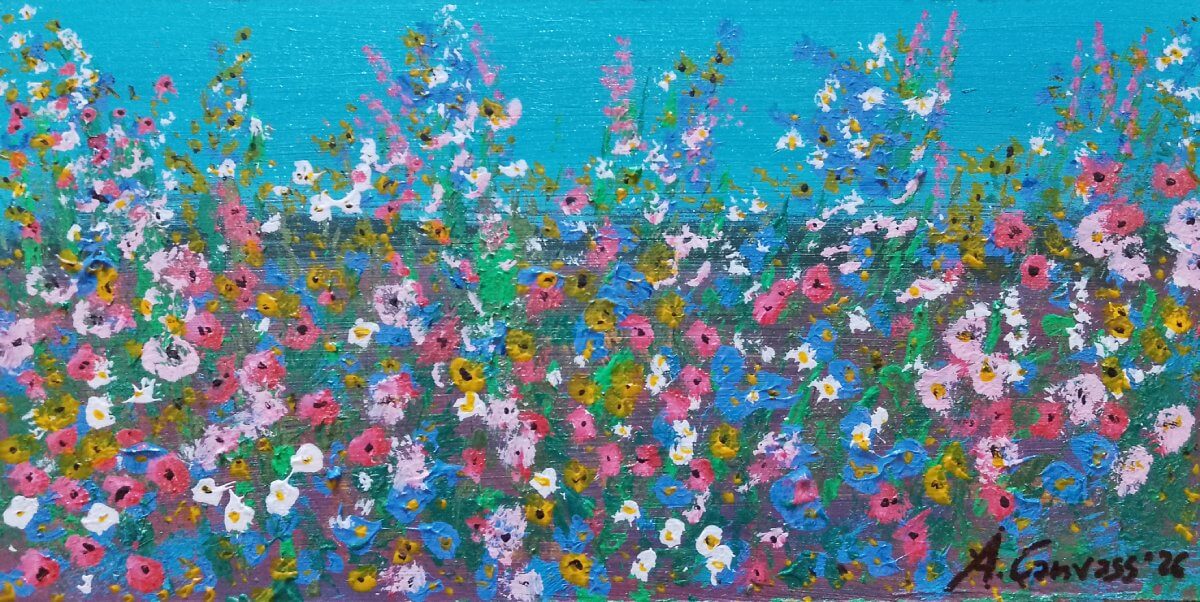 Delicate Flowers, Acrylic on masonite