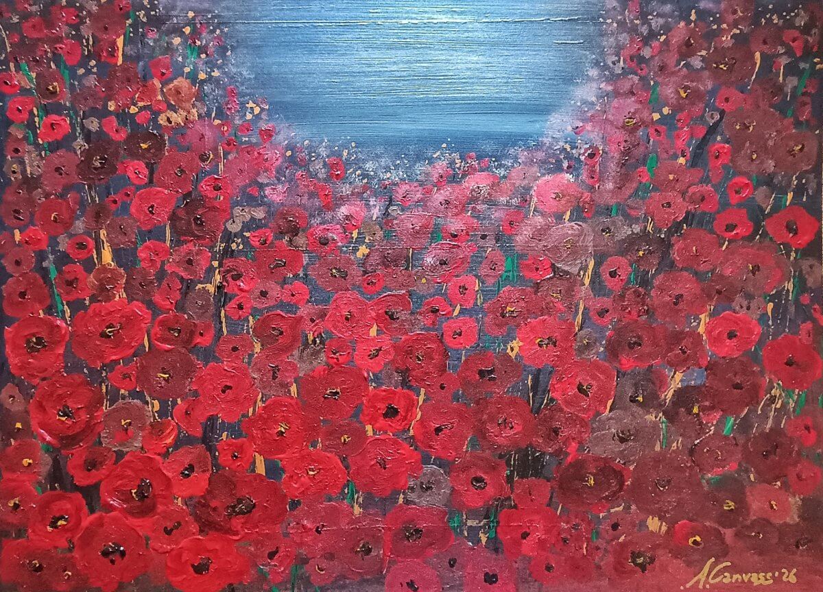 The night of the poppies, Acrylic on masonite