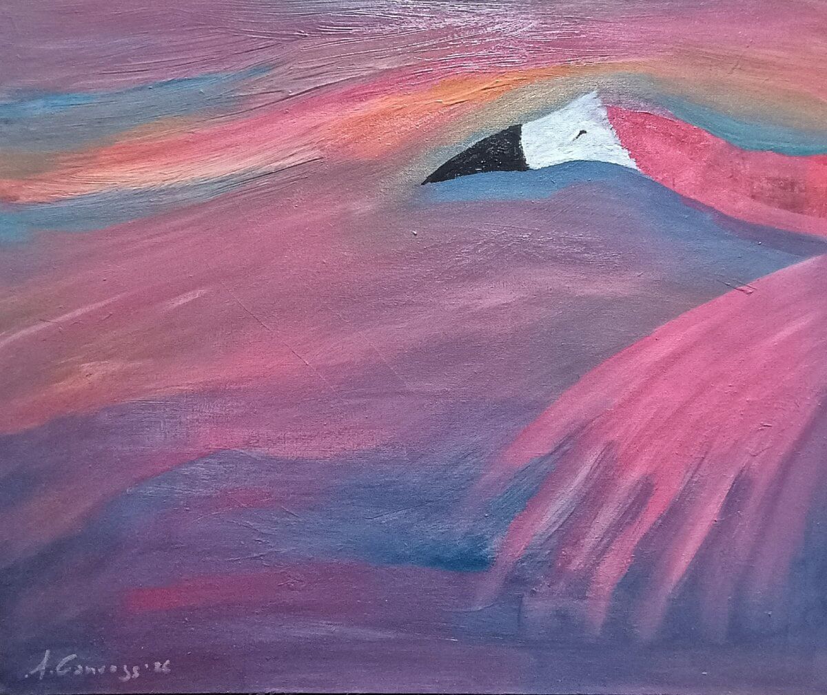 Flamingo Skies, Acrylic on masonite