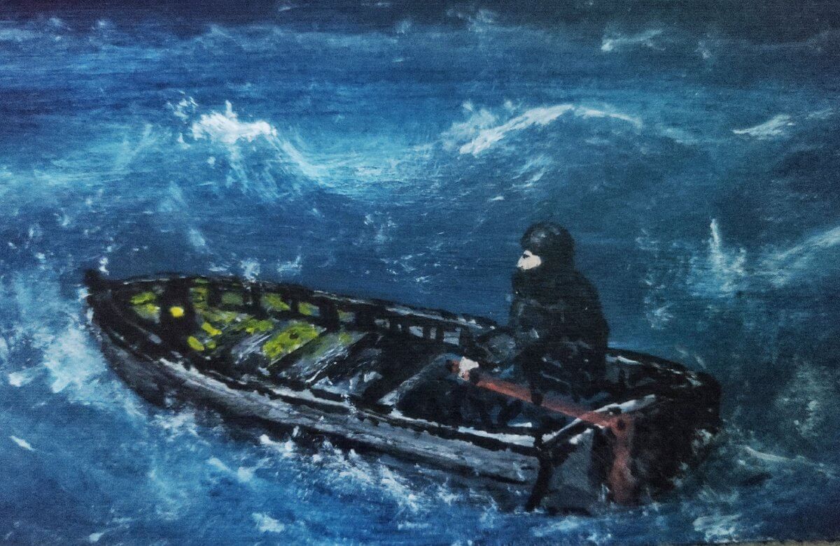 That night at the lighthouse, Acrylic on masonite 